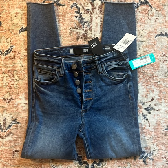 NEVER WORN Kut From The Kloth jeans! Skinny high ride distressed button front. - Picture 7 of 12
